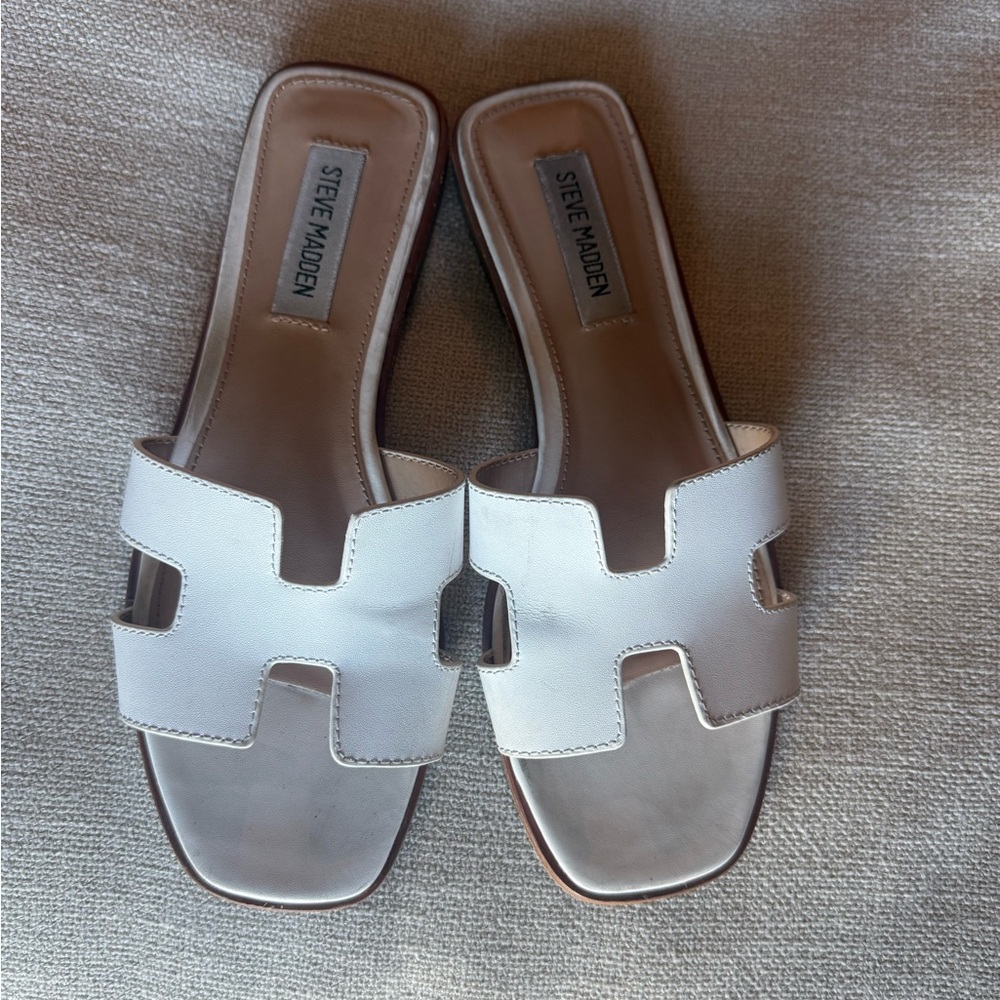 Steve Madden White Slide Sandals